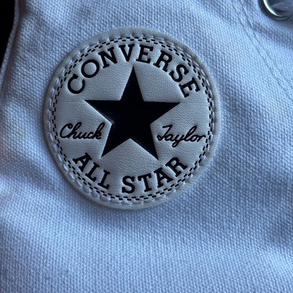 Custom ‘dog person’ Embroidered Converse Women's White HighTop Platform Sneakers - Picture 5 of 13